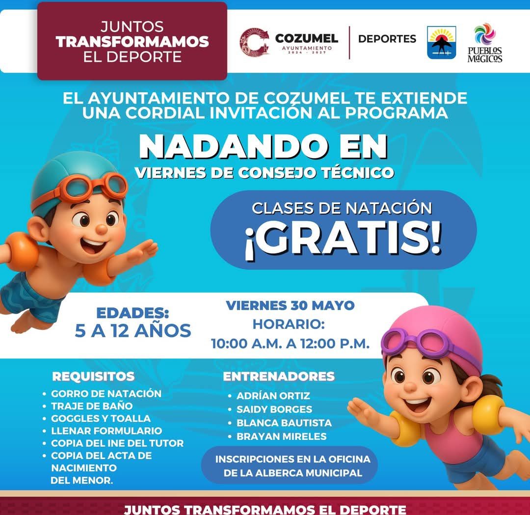CLASES DE NATACIÓN GRATIS este viernes 30 de mayo!