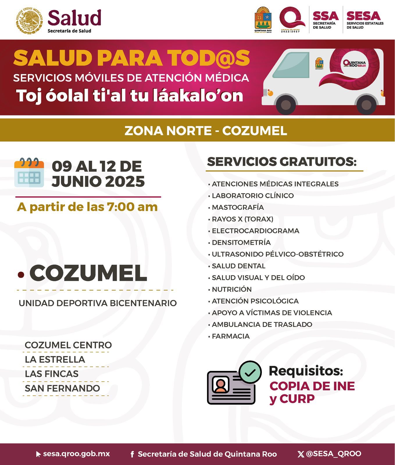 ¡Regresan los Servicios Móviles de Atención Médica en Cozumel!
