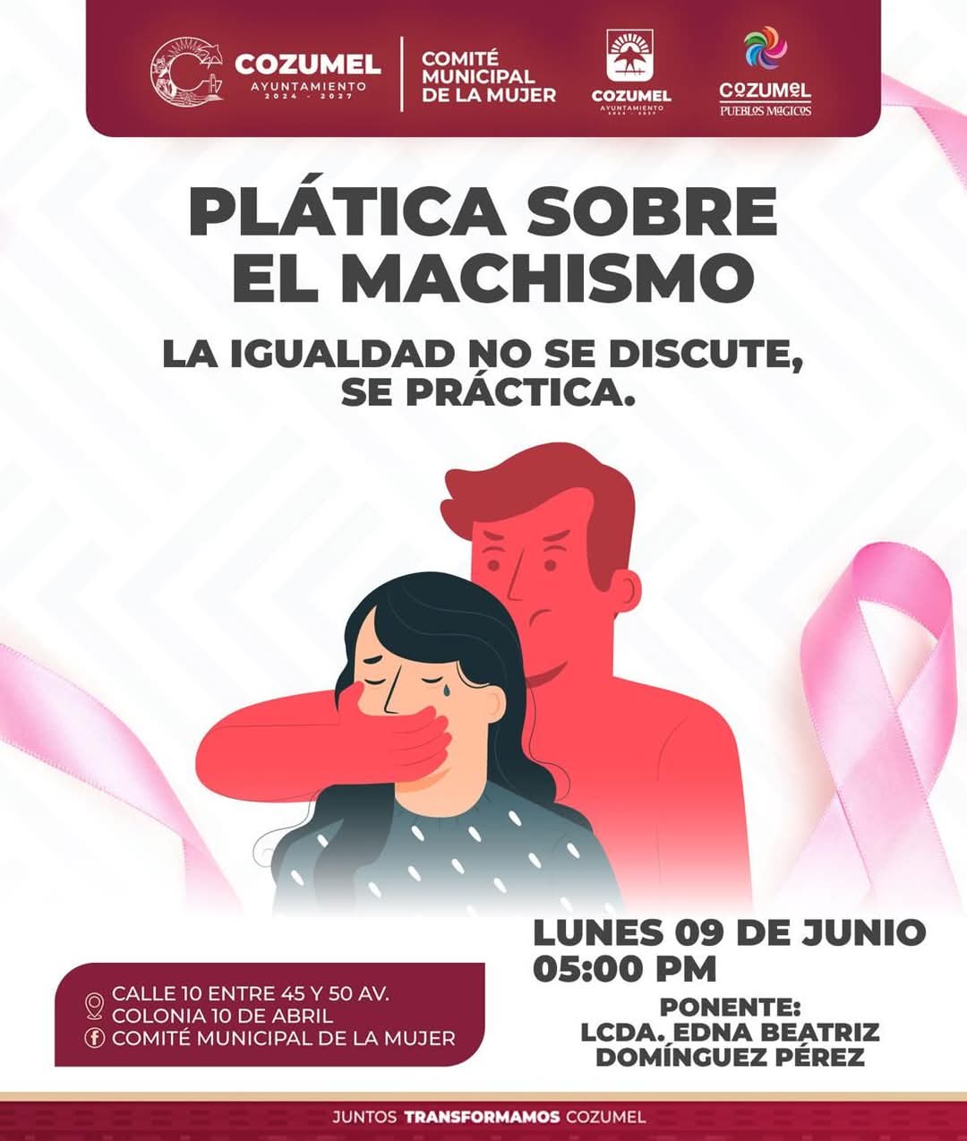 COMUMU 🗣️ te invita a la plática:“Machismo, un monstruo a vencer” 💜 donde abordaran, cómo el machismo ha afectado nuestras vidas y qué acciones podemos tomar para erradicarlo 👩🏻