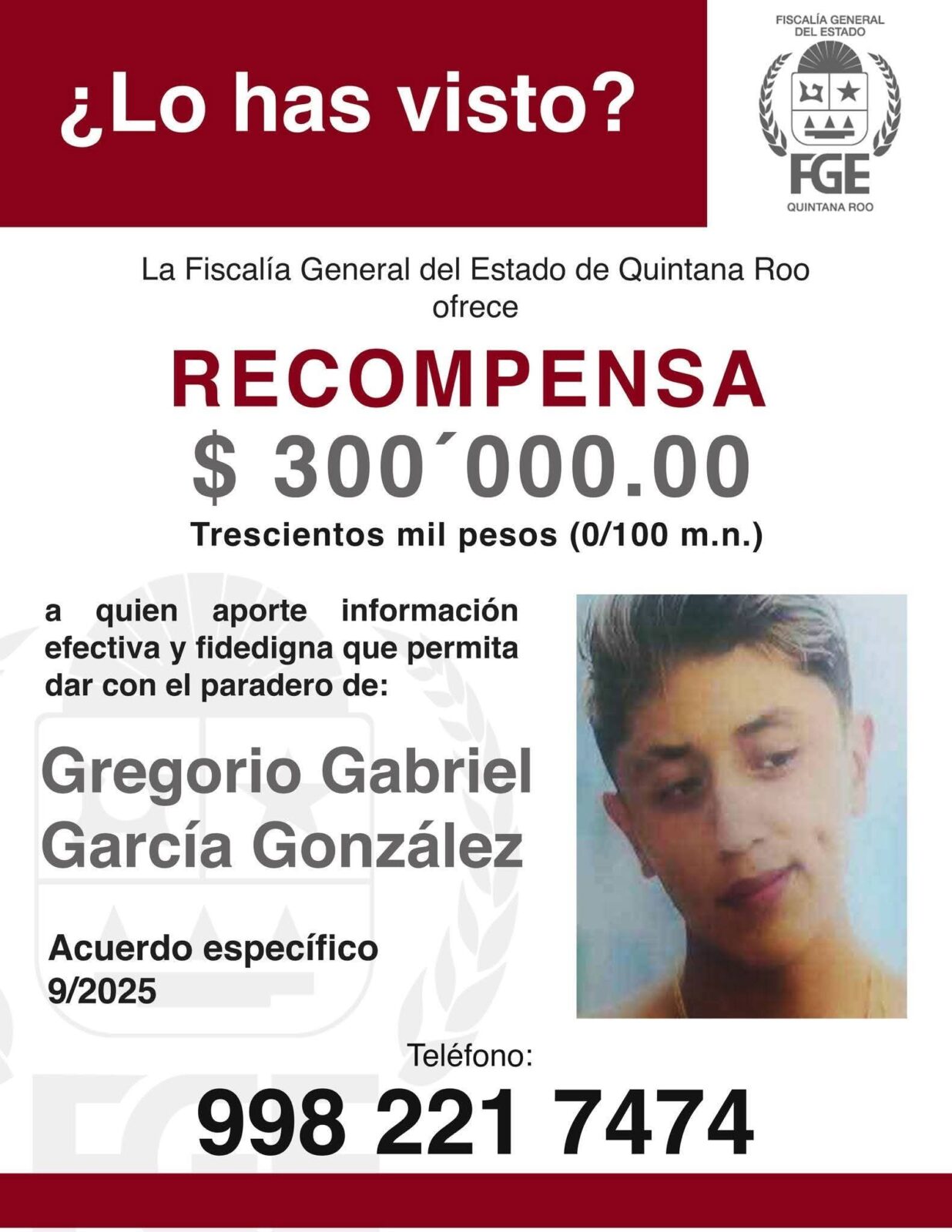 RECOMPENSA de $300 mil pesos
