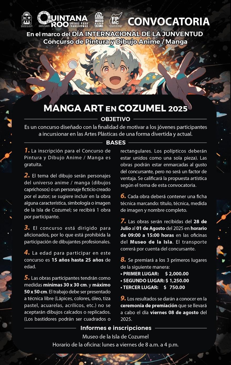 Lanza la FPMC convocatoria para la segunda edición del concurso de dibujo y pintura “Manga Art en Cozumel 2025”