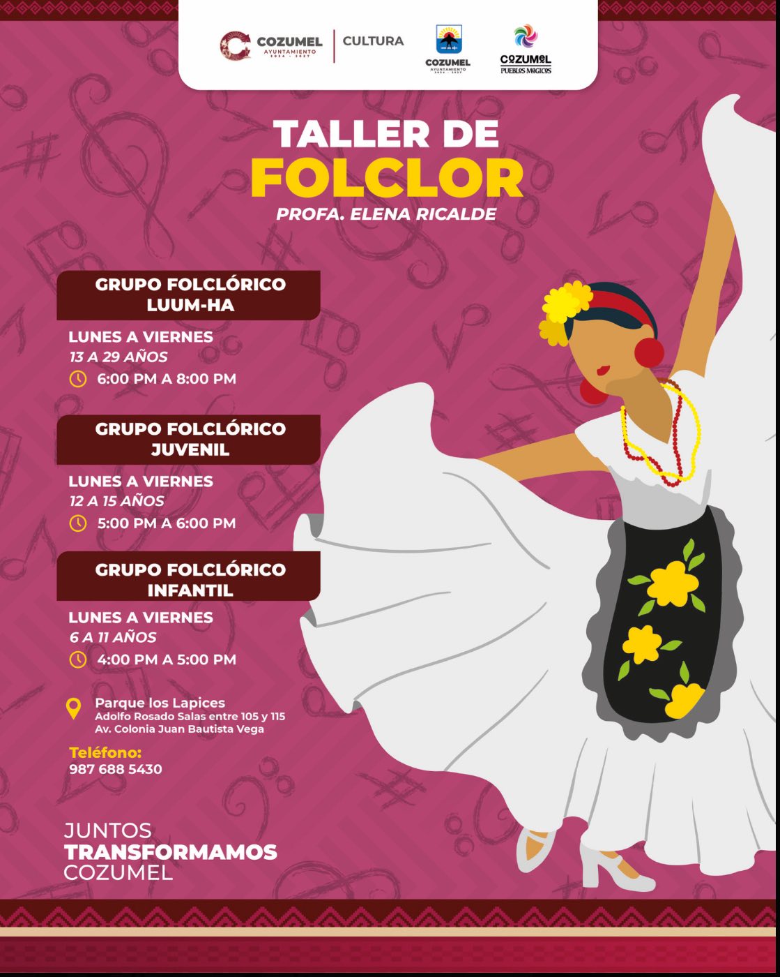 Te invitamos 𝐚 𝐟𝐨𝐫𝐦𝐚𝐫 𝐩𝐚𝐫𝐭𝐞 𝐝𝐞 𝐥𝐚 𝐄𝐬𝐜𝐮𝐞𝐥𝐚 𝐌𝐮𝐧𝐢𝐜𝐢𝐩𝐚𝐥 𝐝𝐞 𝐃𝐢𝐬𝐜𝐢𝐩𝐥𝐢𝐧𝐚𝐬 𝐀𝐫𝐭𝐢́𝐬𝐭𝐢𝐜𝐚𝐬 𝐚 𝐭𝐫𝐚𝐯𝐞́𝐬 𝐝𝐞 𝐬𝐮𝐬 𝐭𝐚𝐥𝐥𝐞𝐫𝐞𝐬 𝐃𝐄 𝐅𝐎𝐋𝐂𝐋𝐎𝐑𝐝𝐞 𝐥𝐚 𝐒𝐮𝐛𝐝𝐢𝐫𝐞𝐜𝐜𝐢ó𝐧 𝐝𝐞 𝐂𝐮𝐥𝐭𝐮𝐫𝐚.