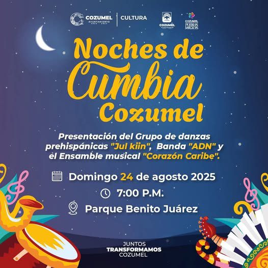 A DISFRUTAR ESTE DOMINGO NOCHES DE CUMBIA COZUMEL