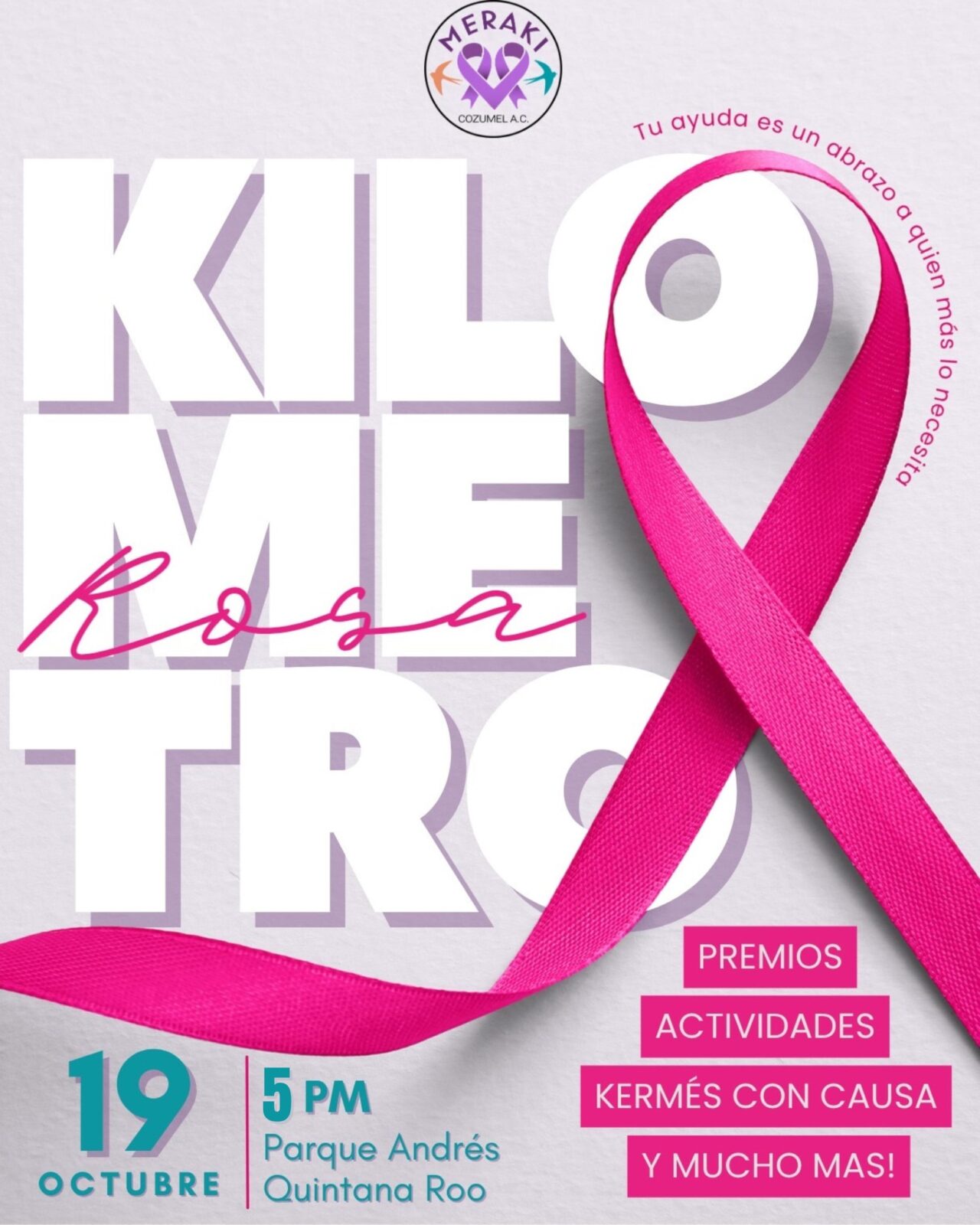 ¡Cozumel se viste de rosa! Con mucha alegría te invitan a ser parte del Kilómetro Rosa, un evento lleno de unión, esperanza y apoyo a quienes luchan contra el cáncer