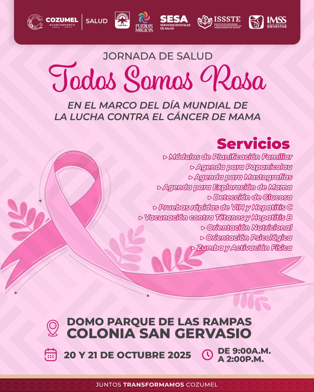 Invitados en Cozumel a la JORNADA DE SALUD “Todos Somos Rosa”