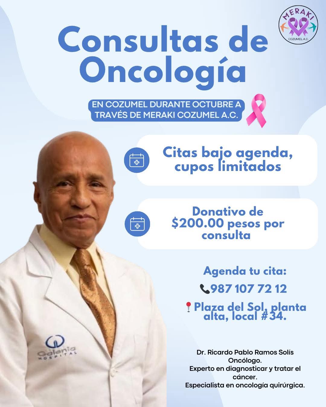 Llega el ONCÓLOGO a Cozumel a bajo costo