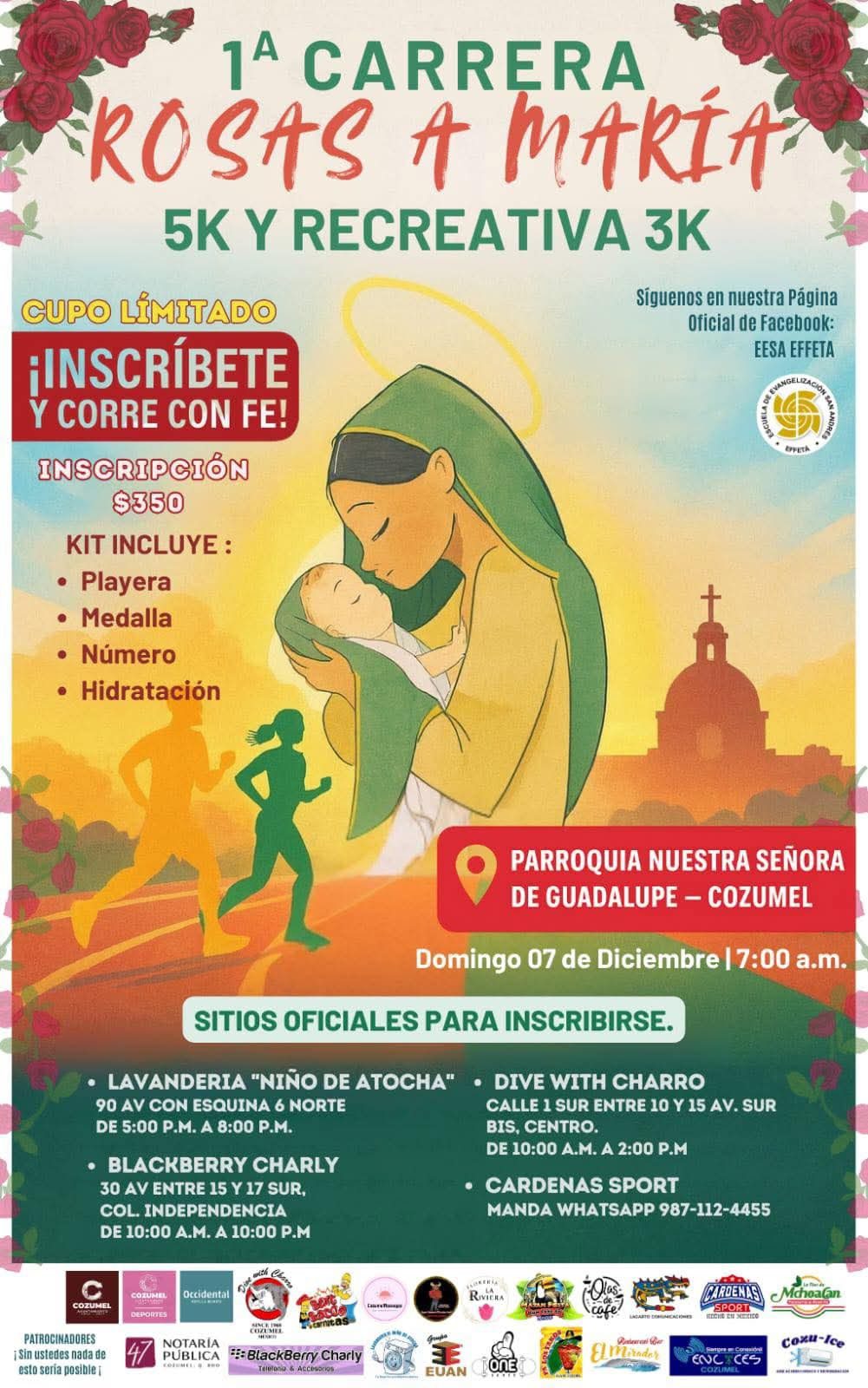 Este domingo🌹🔥 ¡Corre con Fe y con Flow Guadalupano! 🔥🌹