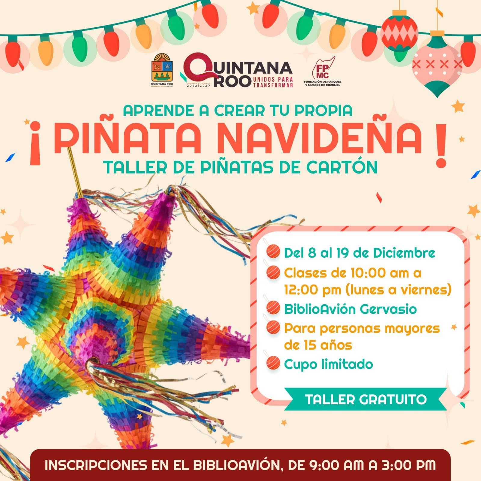 ♥️🪅 ¡Dale vida a tu creatividad e inscríbete al taller gratuito de #piñatas de cartón!