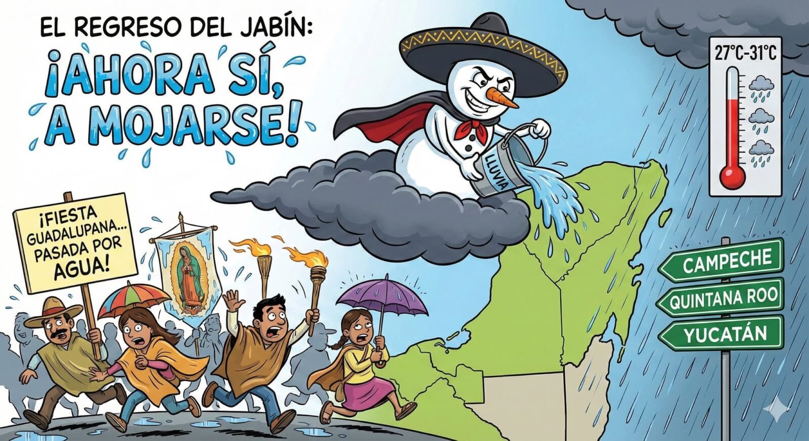 NO SALGA SIN EL PARAGUAS☔🌂Jueves súper lluvioso 🌩️. ¡El  Frente Frío 19 regreso recargado para mojar 💦la fiesta Guadalupana