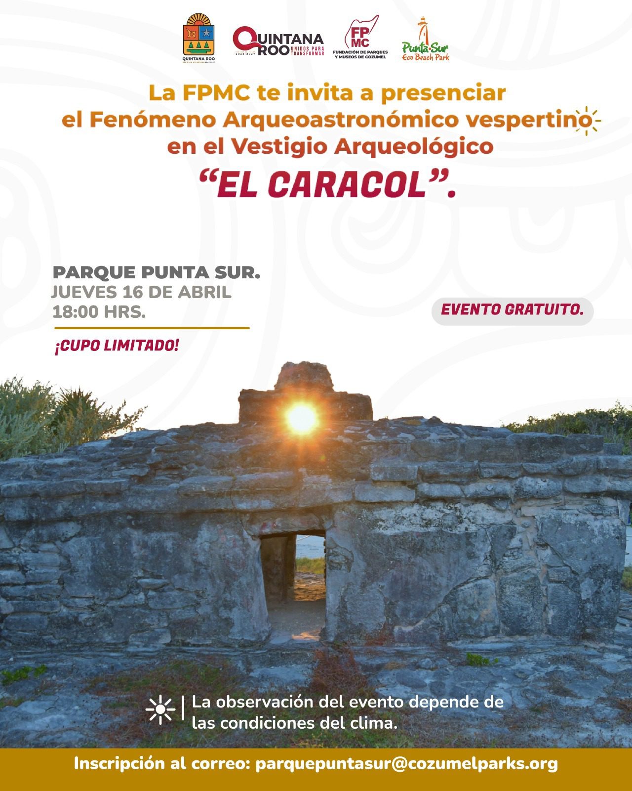 Invita la FPMC a la comunidad a presenciar fenómeno arqueoastronómico en Punta Sur