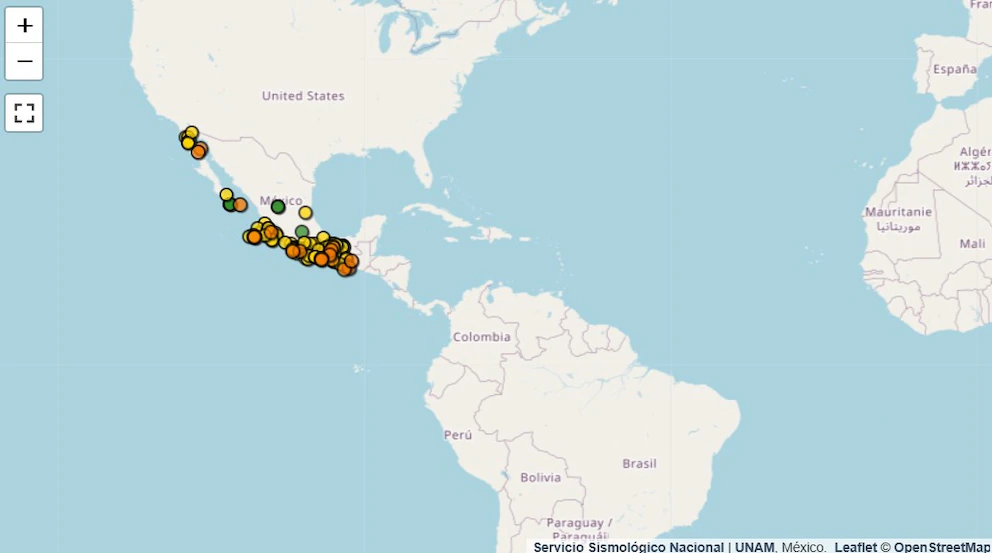 El Servicio Sismológico Nacional reportó varios sismos registrados en distintas regiones del país.