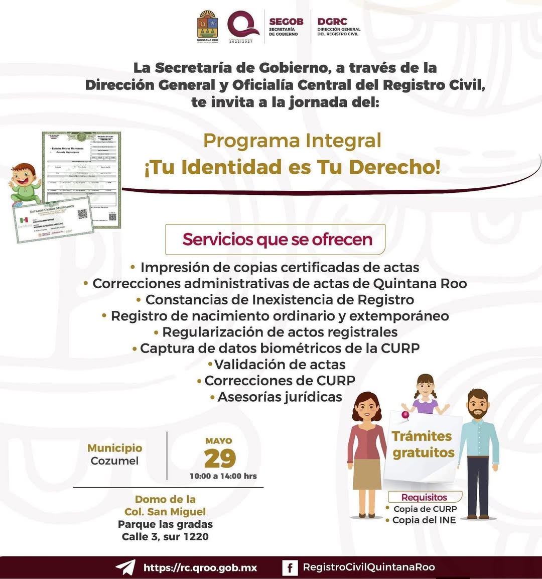 🪪✨ ¡Atención Cozumel! Llegan trámites GRATUITOS del Registro Civil a tu colonia 🙌🏻📄