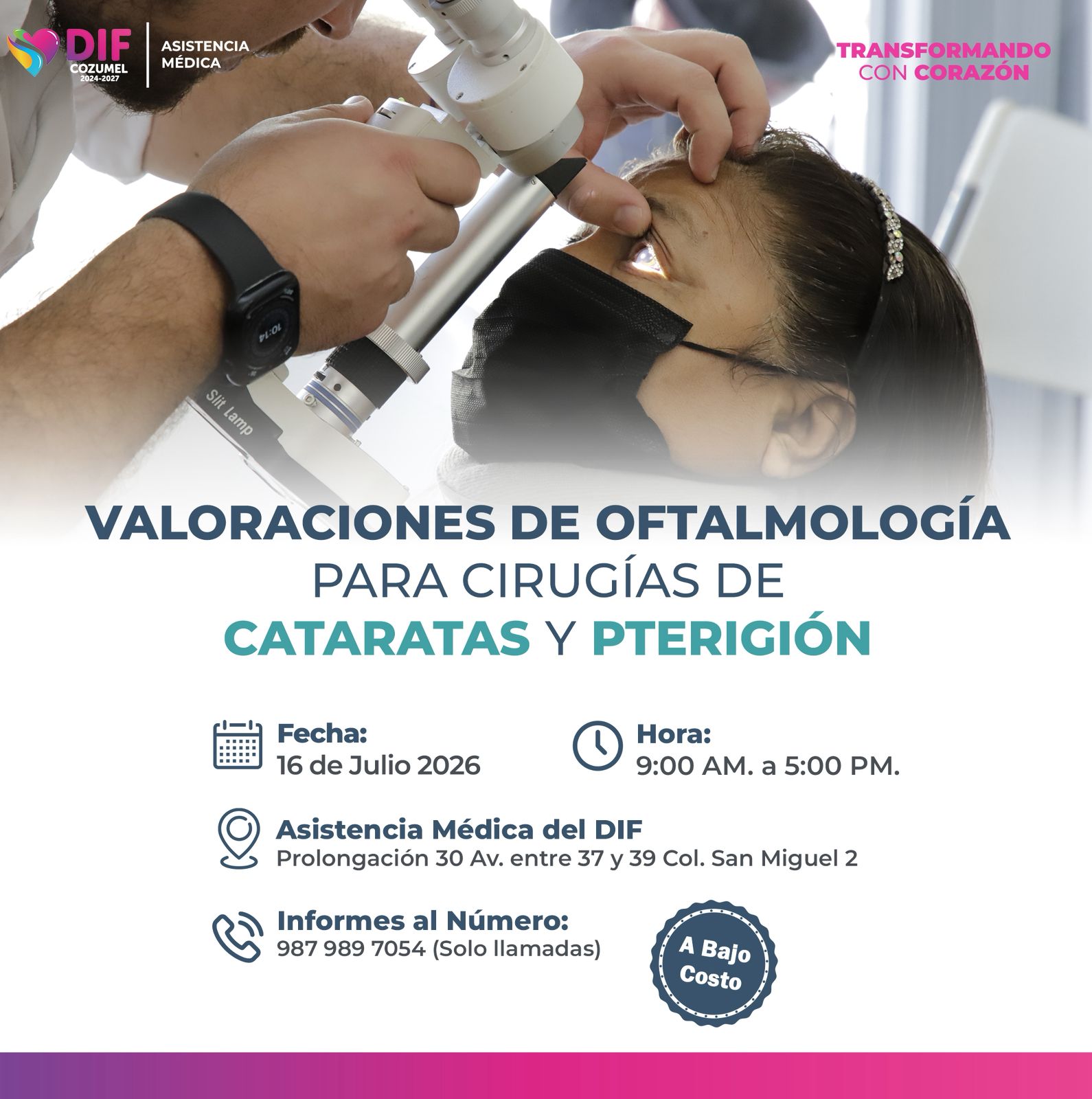 Diana Sosa da continuidad a programa de salud visual con segunda jornada de valoraciones para cirugías de cataratas y pterigión