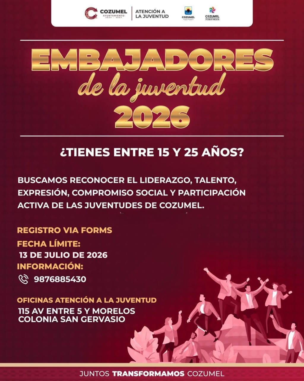 Chacón Méndez invita a las juventudes cozumeleñas a participar en la convocatoria “Embajadores de la Juventud Cozumel 2026”