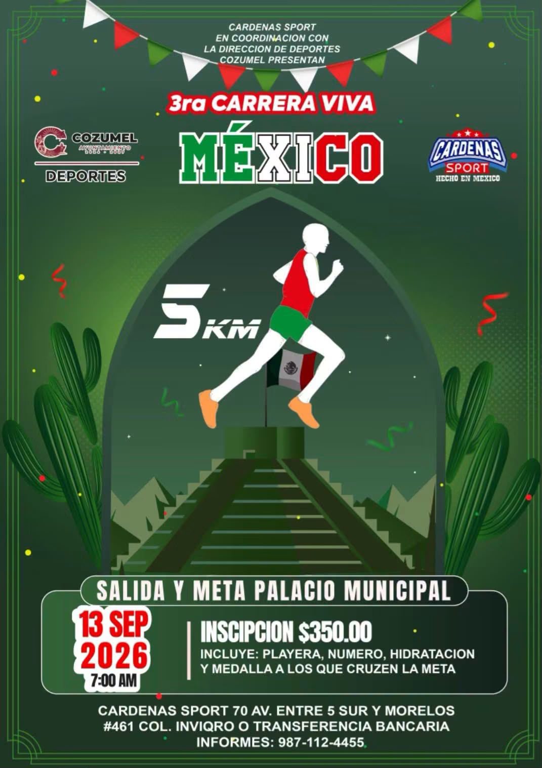 COZUMEL CORRE POR MEXICO  ¡ESTE 13 DE SEPTIEMBRE  CON EL CORAZÓN! 🏃‍♀️🏃‍♂️